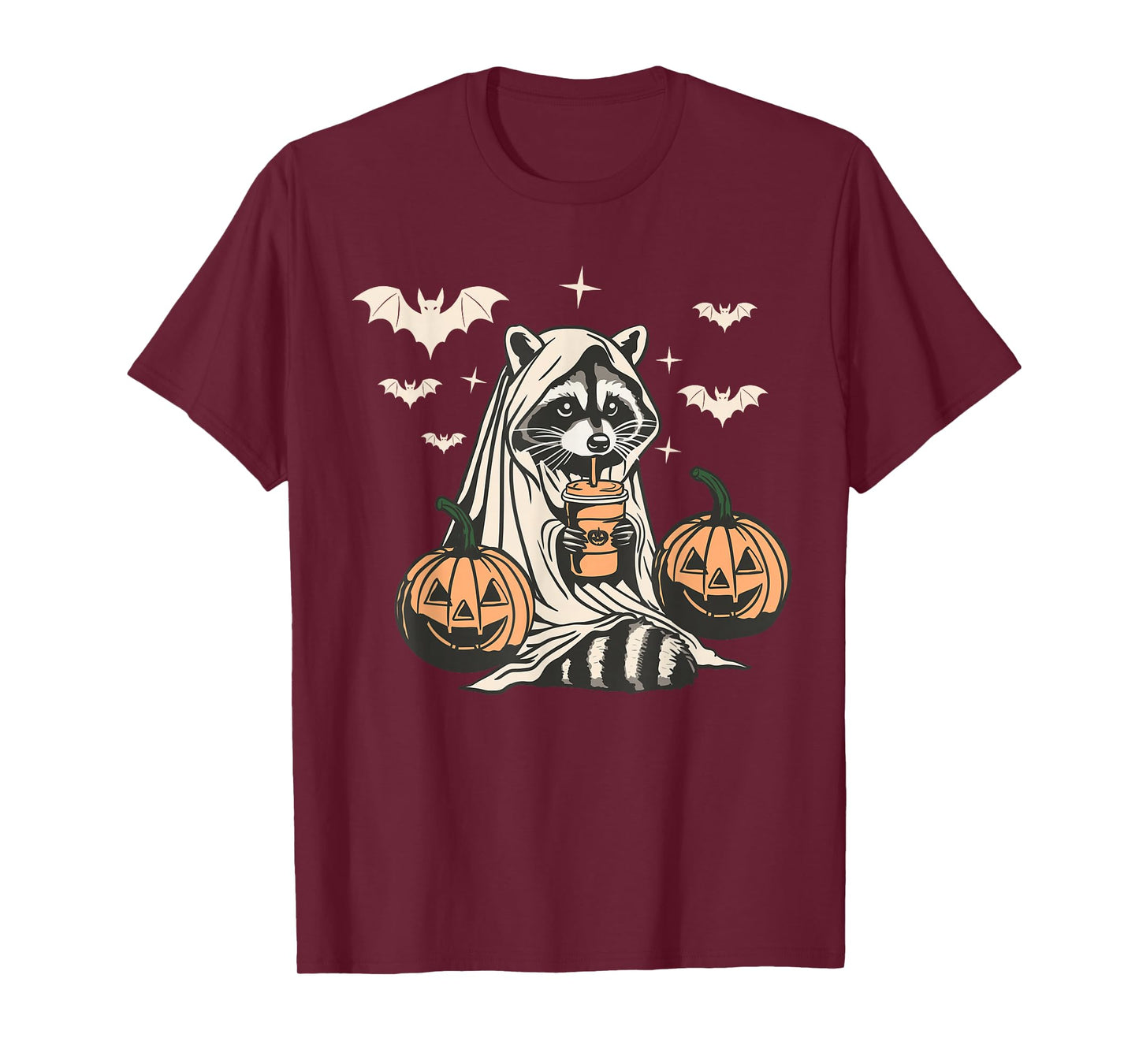 Cute Ghost Pumpkin Halloween Raccoon Costume Raccoon Lovers T-Shirt