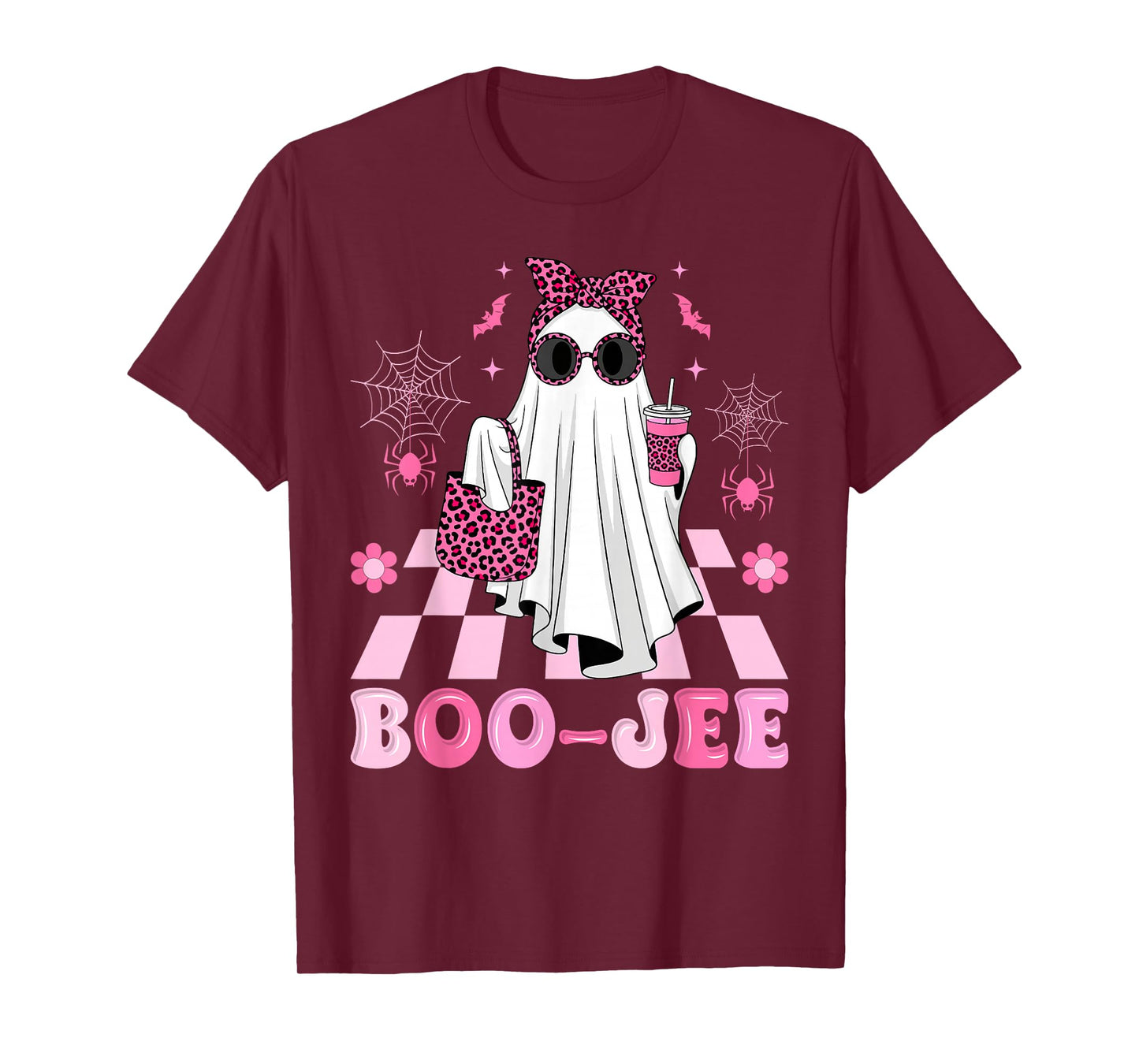 Halloween Boo-JEE Boujee Ghost Coquette Leopard Coffee Women T-Shirt