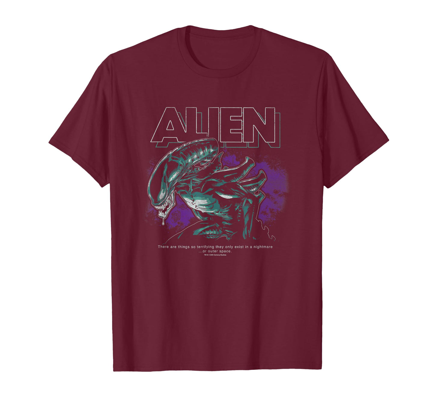 Aliens Iconic Xenomorph Nebula Distressed Big Chest Poster T-Shirt
