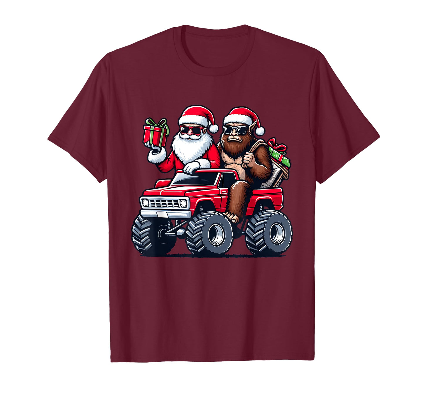 Santa Bigfoot Riding Monster Truck Christmas Toddler Kids T-Shirt