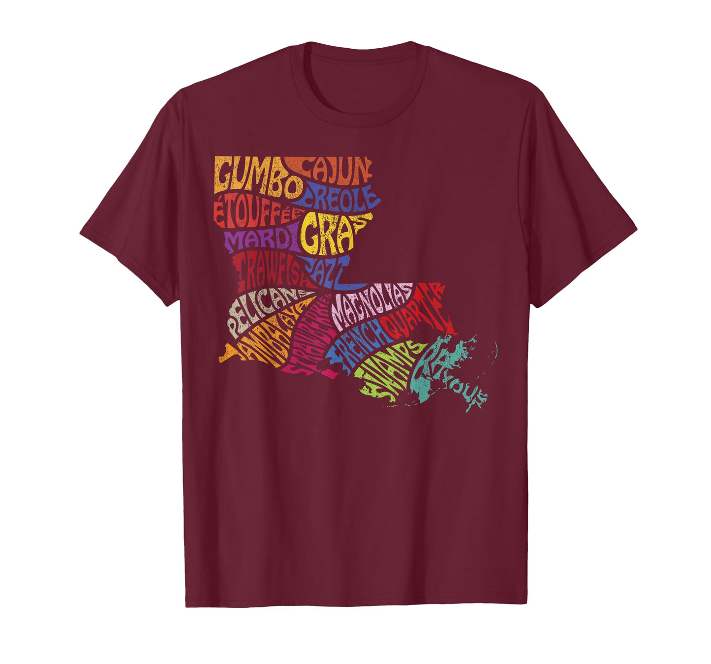Louisiana State Map Tee Mardi Gras Creole Cajun Culture T-Shirt