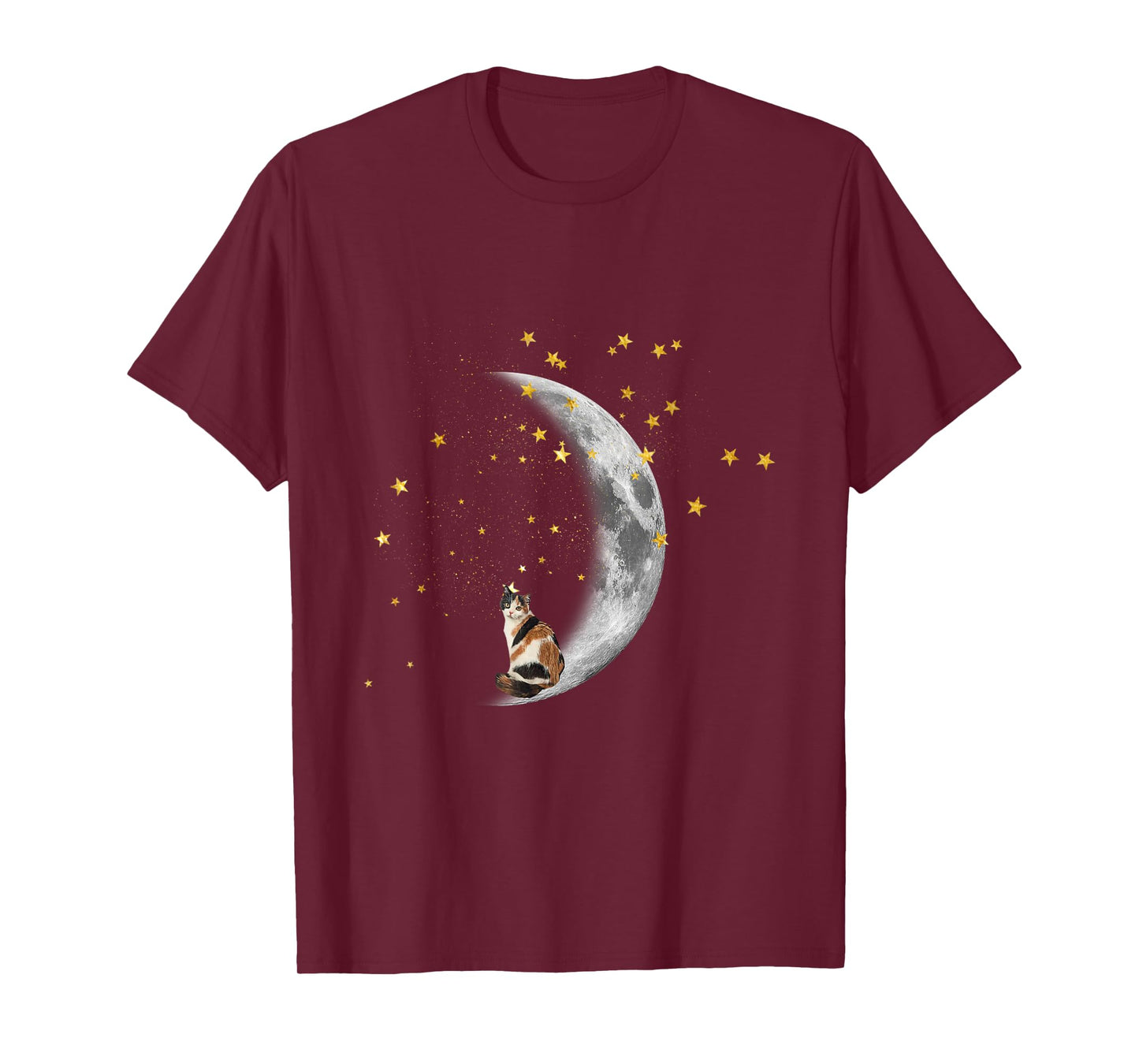 Moon and Stars Calico Cat T-Shirt for Men Women Kids