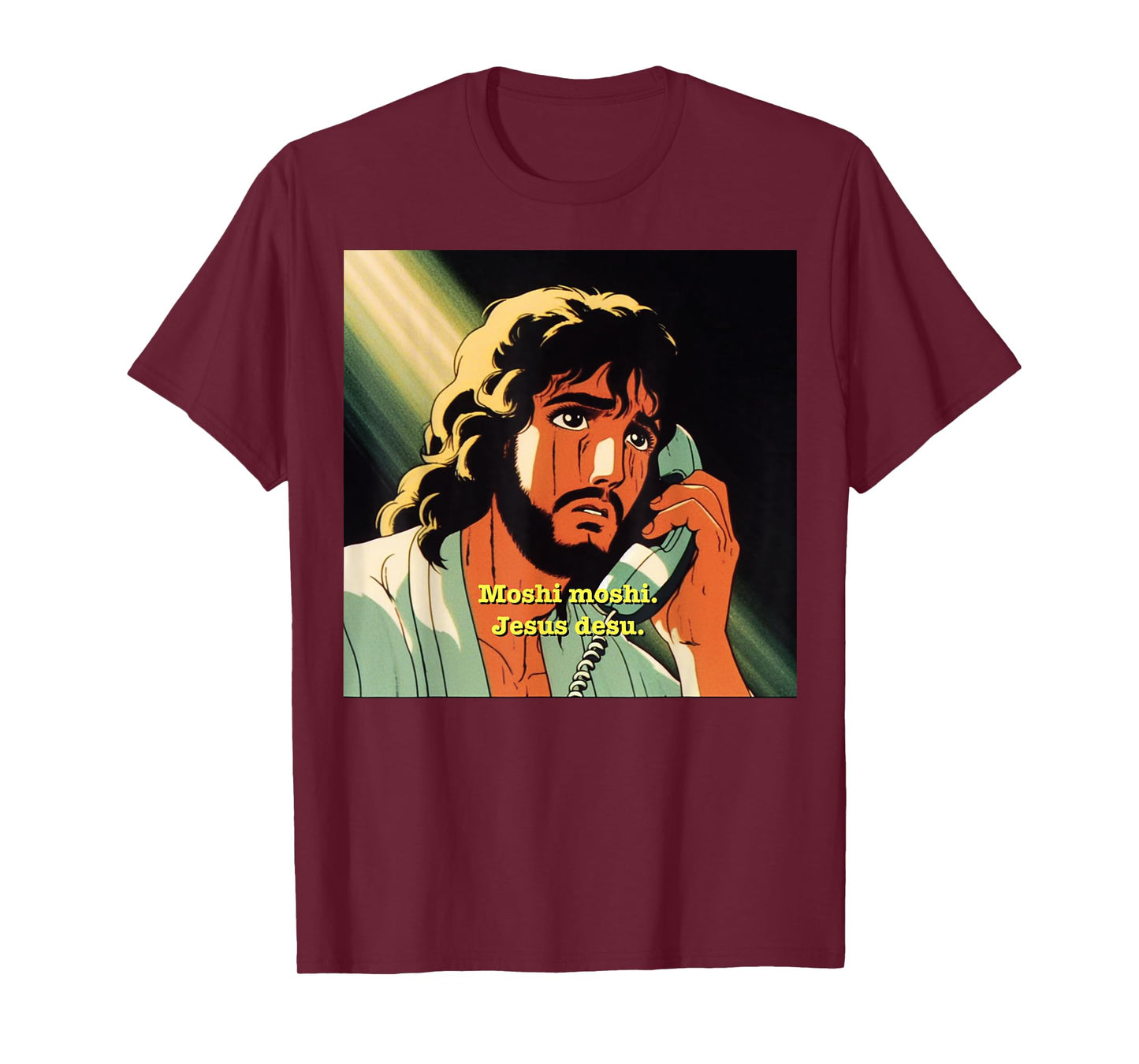 Funny Jesus Meme - Christian Anime Moshi Moshi T-Shirt