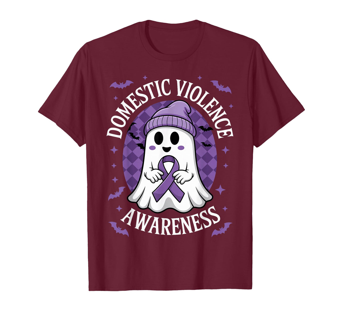 Halloween Ghost Purple Domestic Violence Awareness Men Women T-Shirt