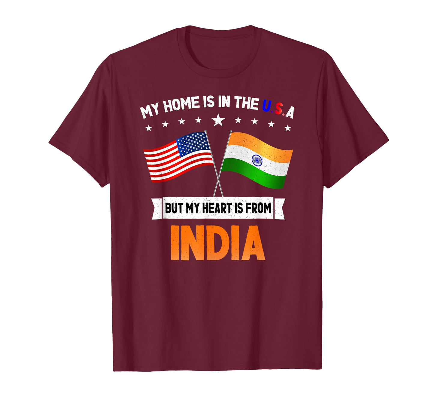 India & USA Flag for Proud People Unisex-Adults T-Shirt Black Small