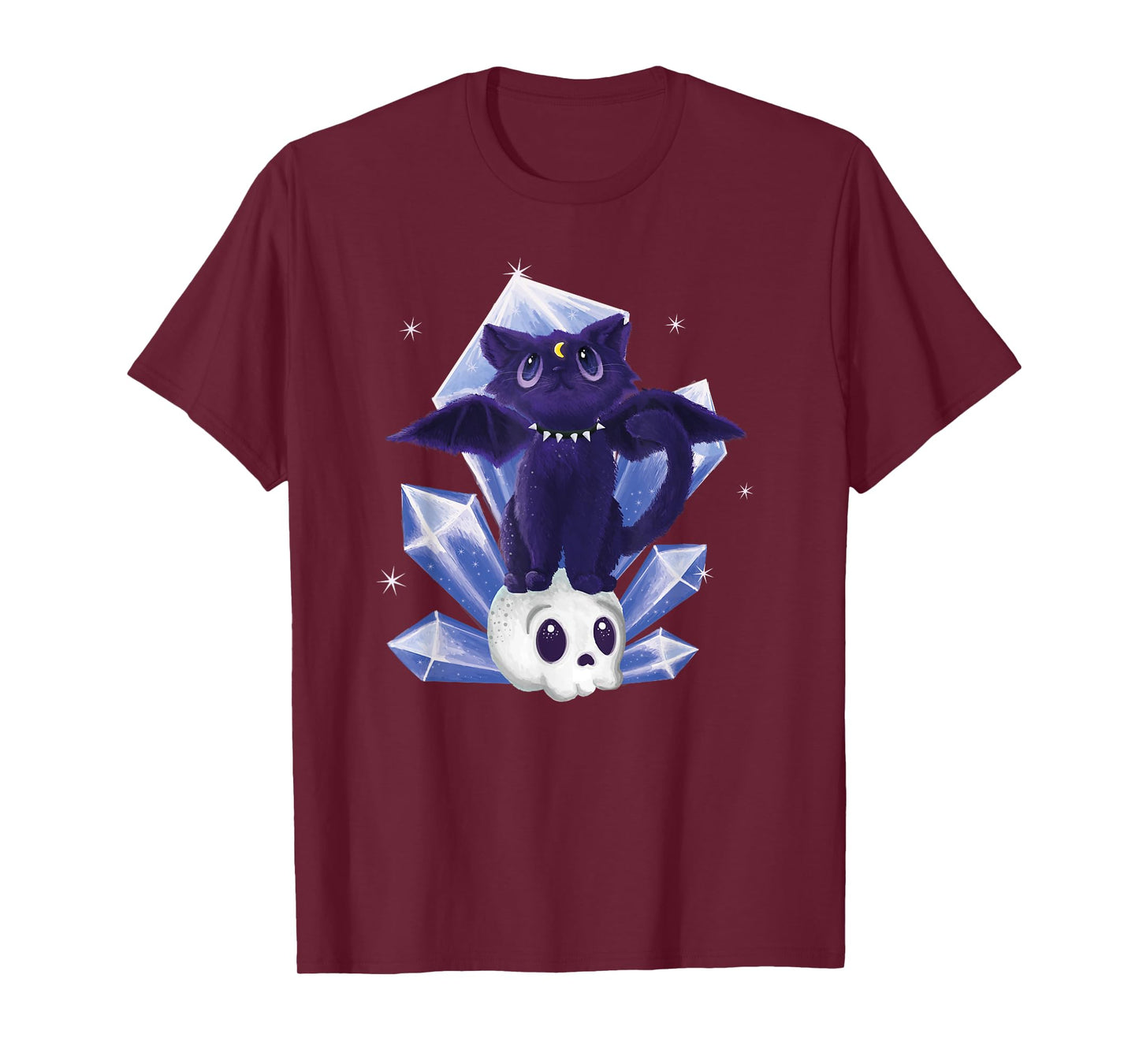 Kawaii Pastel Goth Cute Creepy Witchy Cat and Skull T-Shirt