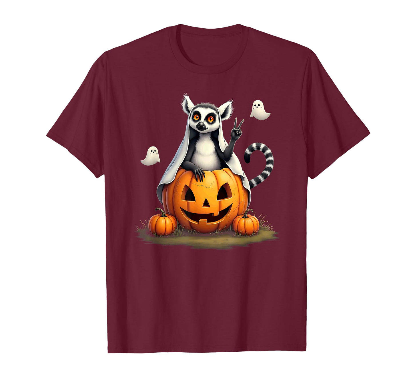 Pumpkin Boo Ghost Lemur Halloween Costume T-Shirt