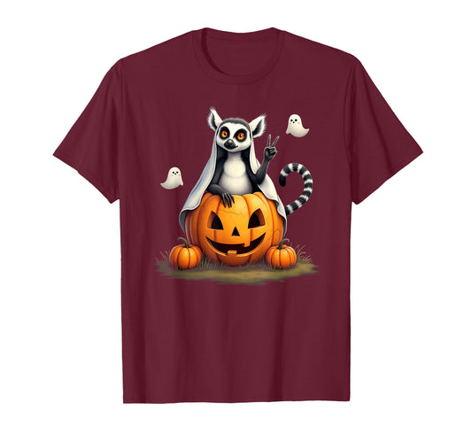Pumpkin Boo Ghost Lemur Halloween Costume T-Shirt