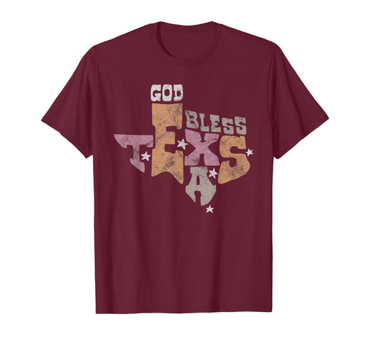 God Bless Texas Vintage Retro State Pride Graphic T-Shirt