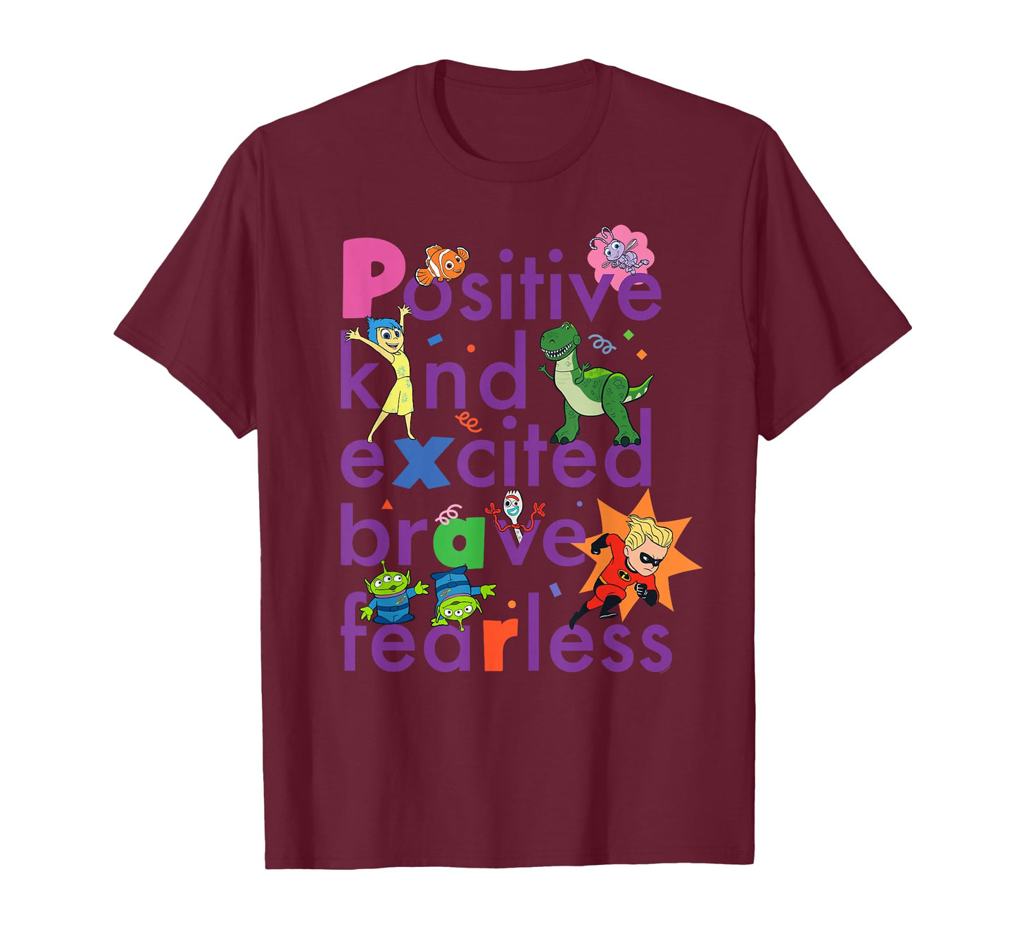 Disney PIXAR Positive, Kind, Excited, Brave & Fearless T-Shirt