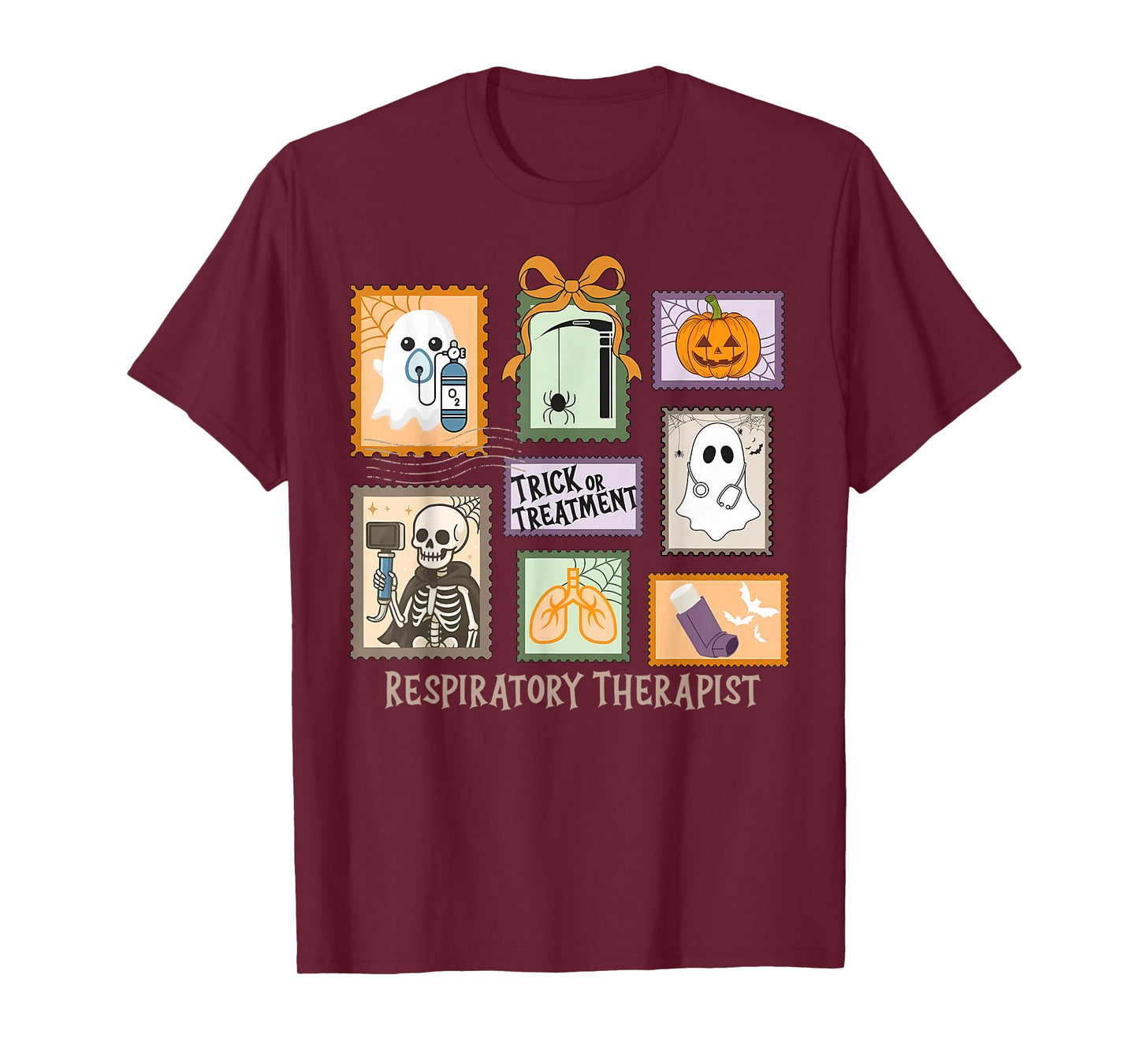 Trick Or Treat Respiratory Therapy Stamp Ghost RT Halloween T-Shirt