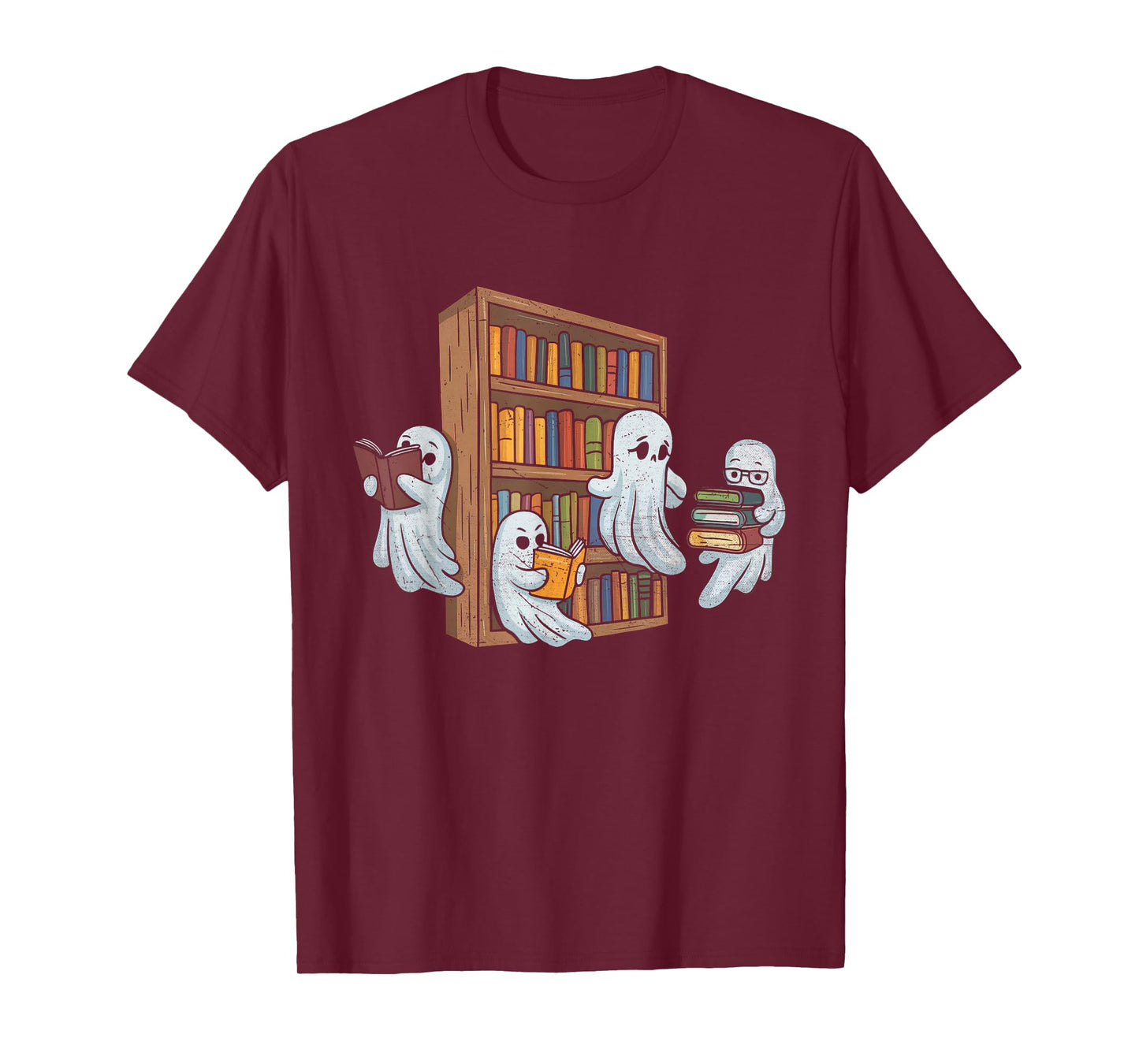 Ghosts Reading Books Teacher Halloween Librarian Book Lover T-Shirt