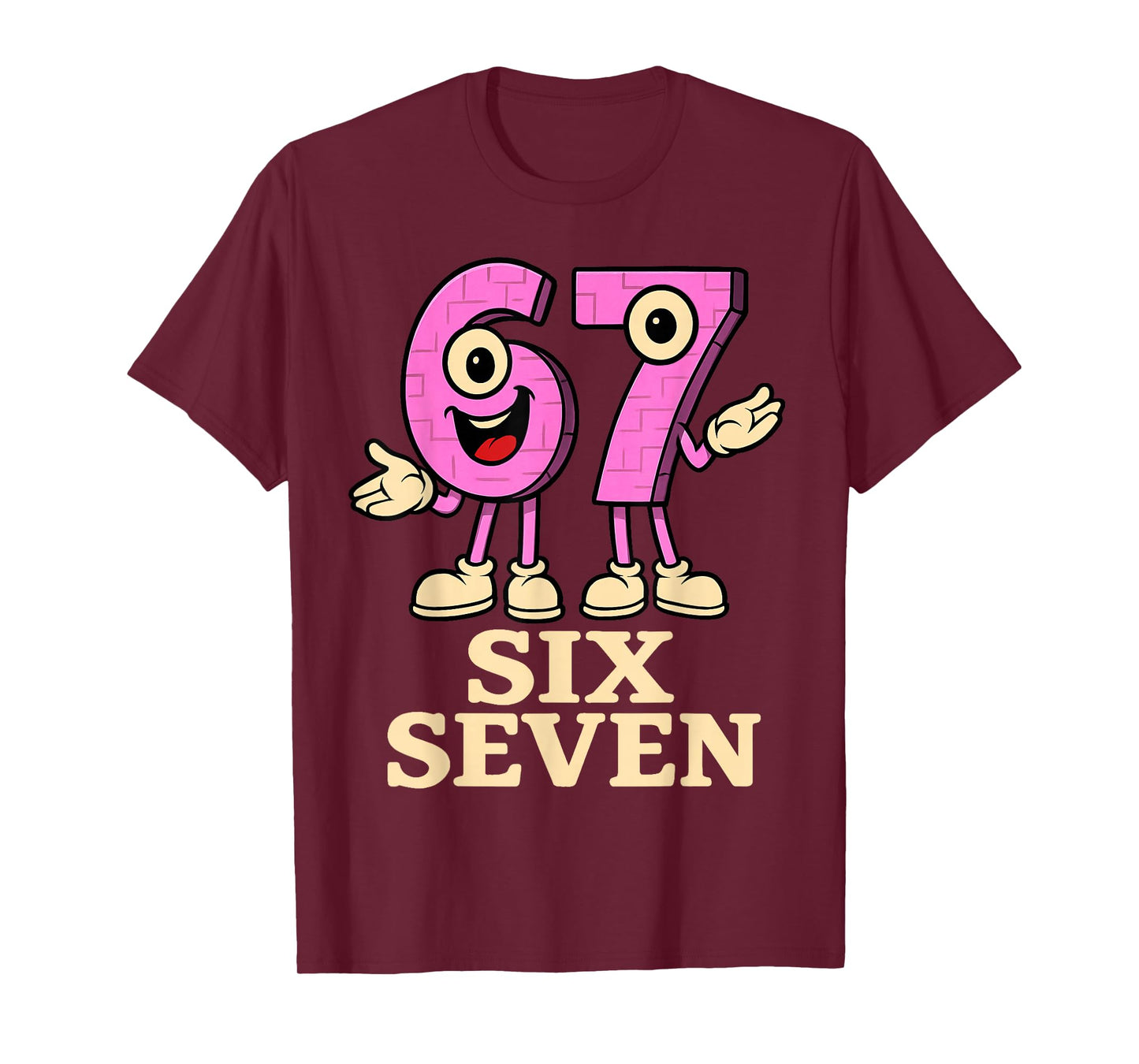 Pink 67 Six Seven 6-7 - Funny Italian Brainrot Kids Gaming T-Shirt