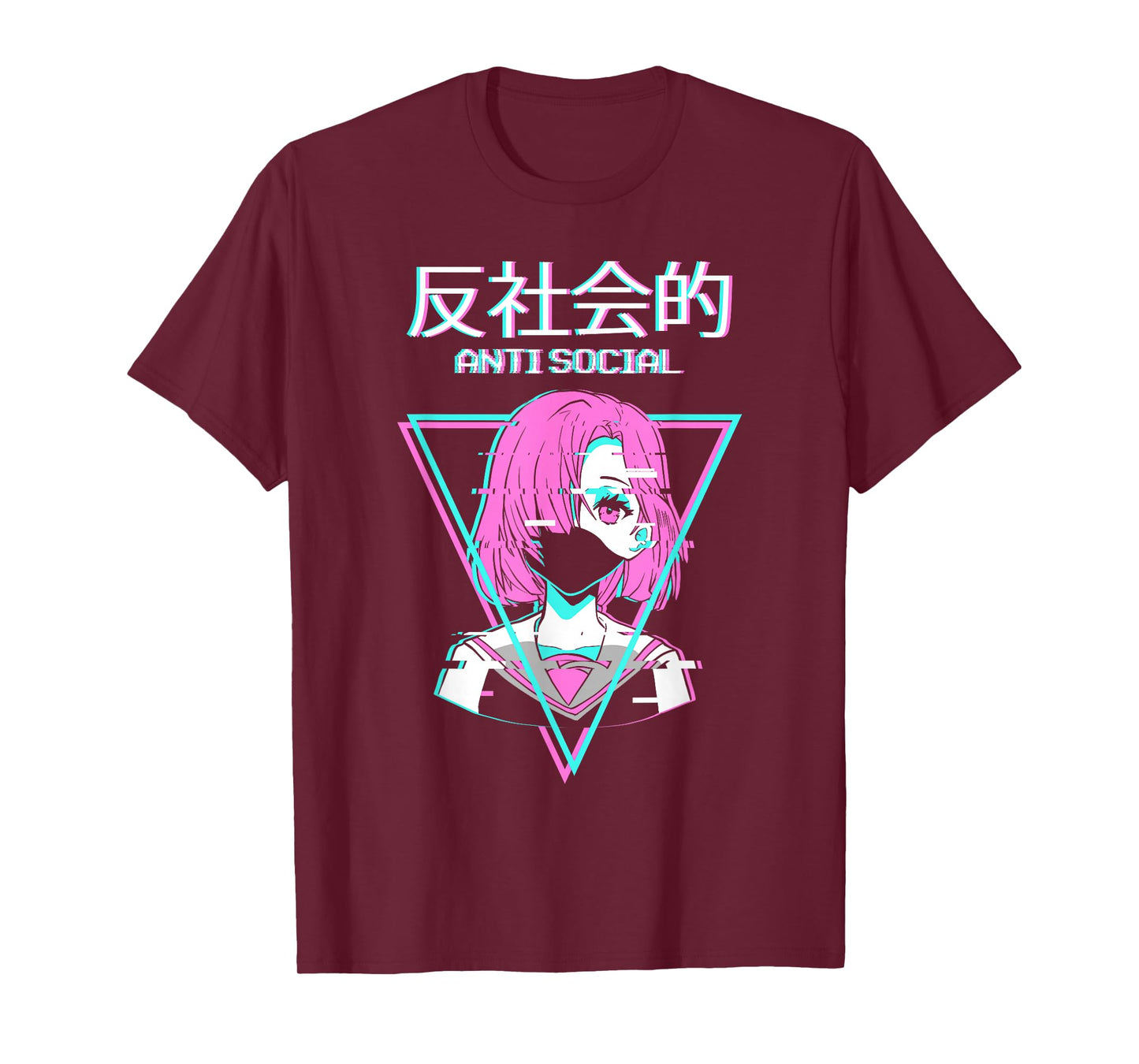 Antisocial Vaporwave Anime Girl Japanese Indie Old T-Shirt