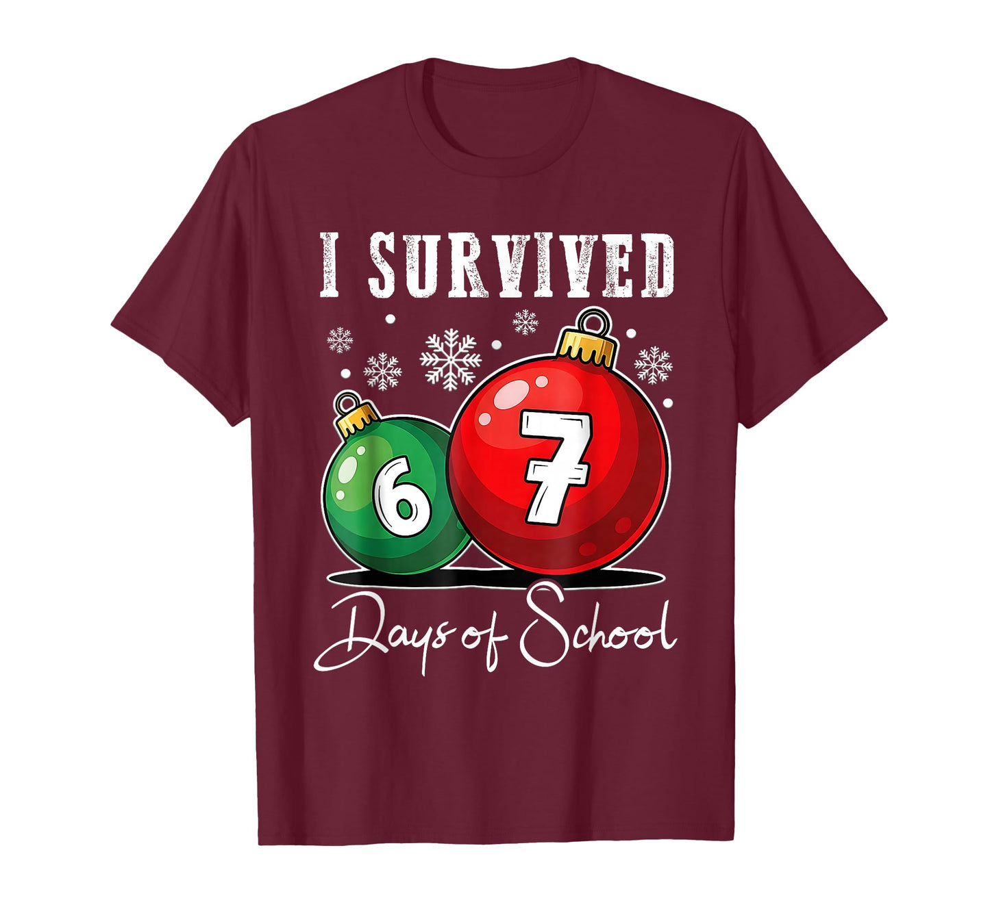 I Survived 67 Days of School Christmas Candy Cane Six Seven T-Shirt