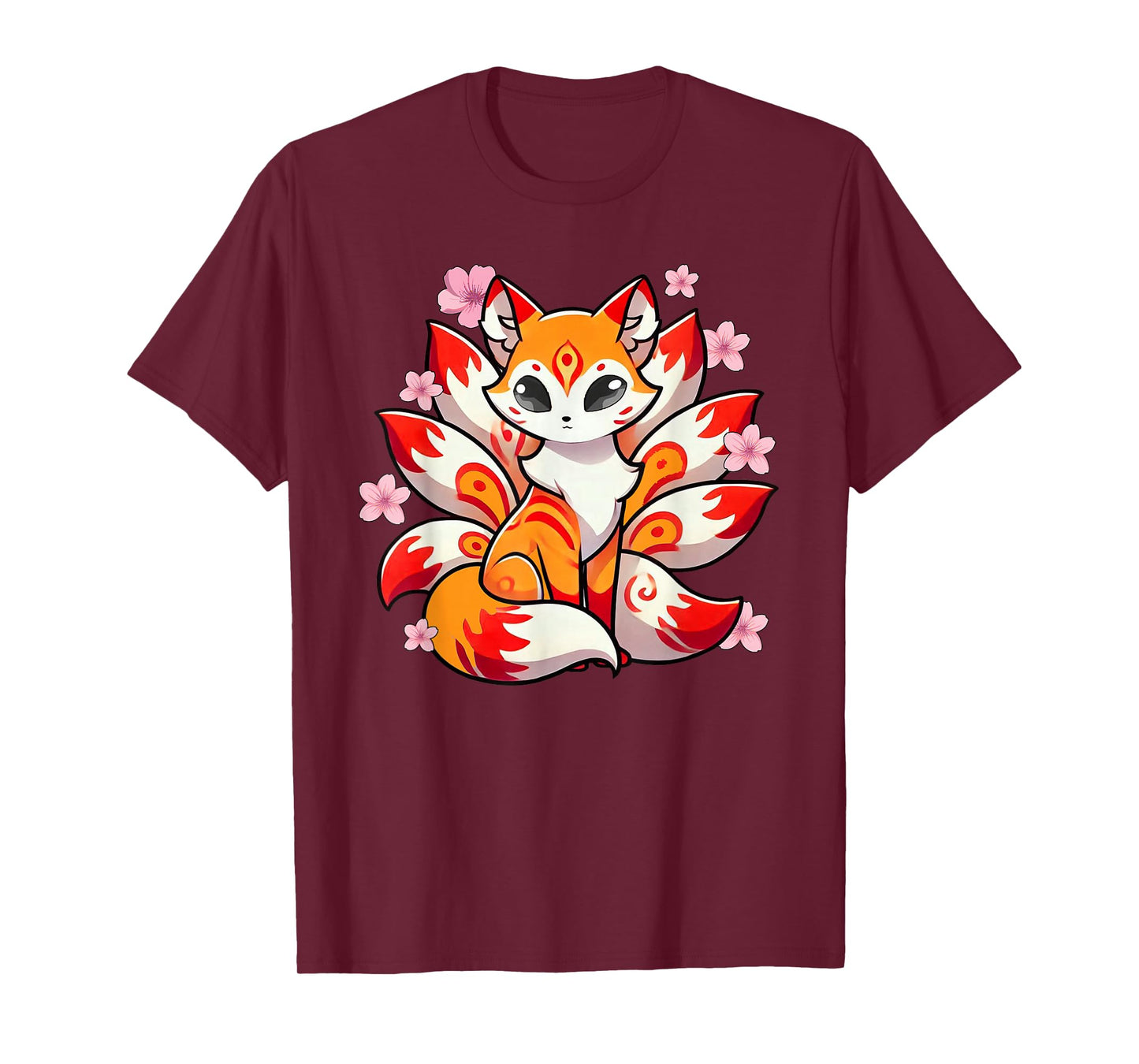 Nine Tails Fox Kitsune Japanese Cherry Blossoms T-Shirt