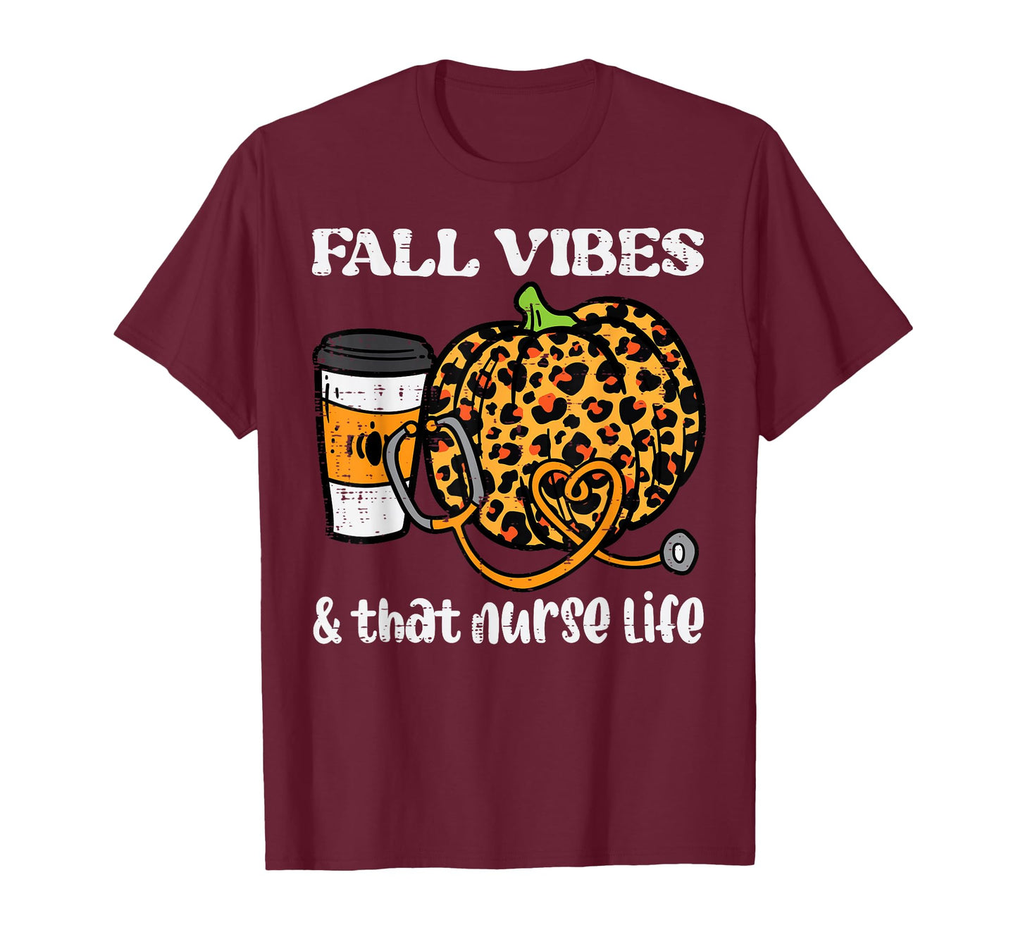 Pumpkin Fall Vibes Nurse Halloween Thanksgiving Scrub Women T-Shirt