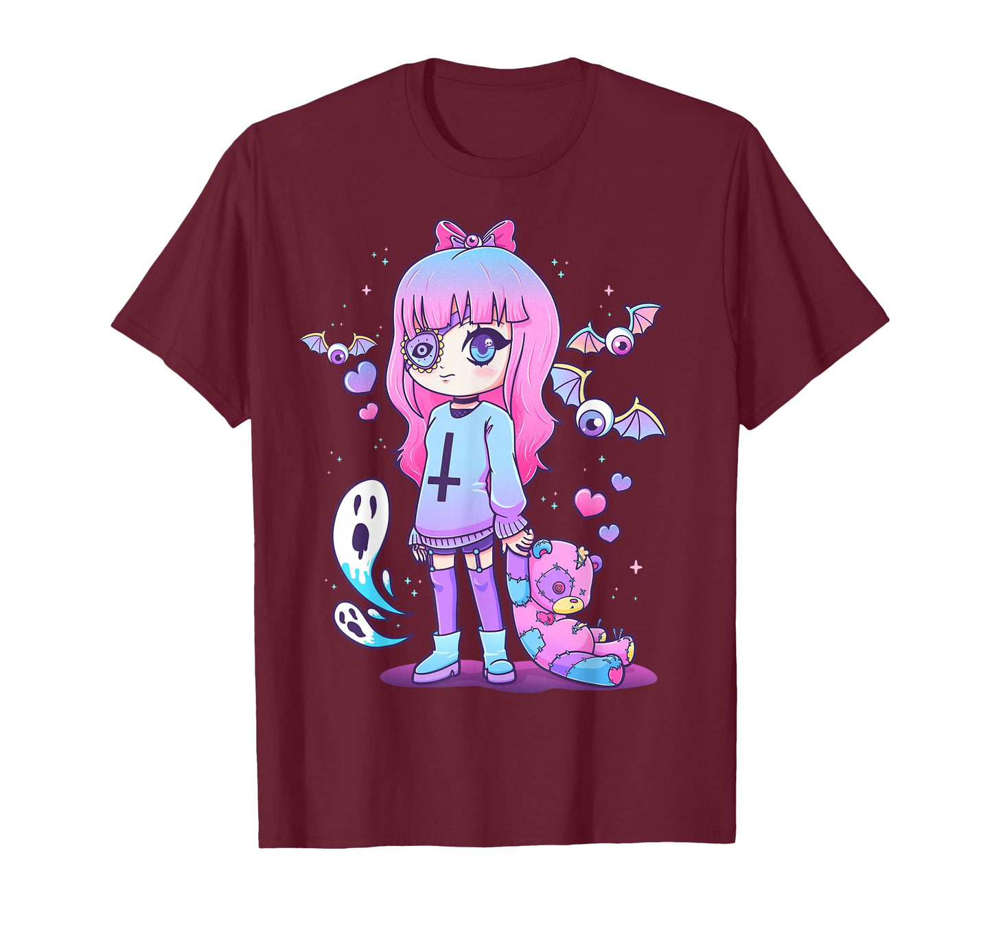 Pastel Goth Creepy Girl Teddy Bear Kawaii Emo Cute Nu Goth T-Shirt