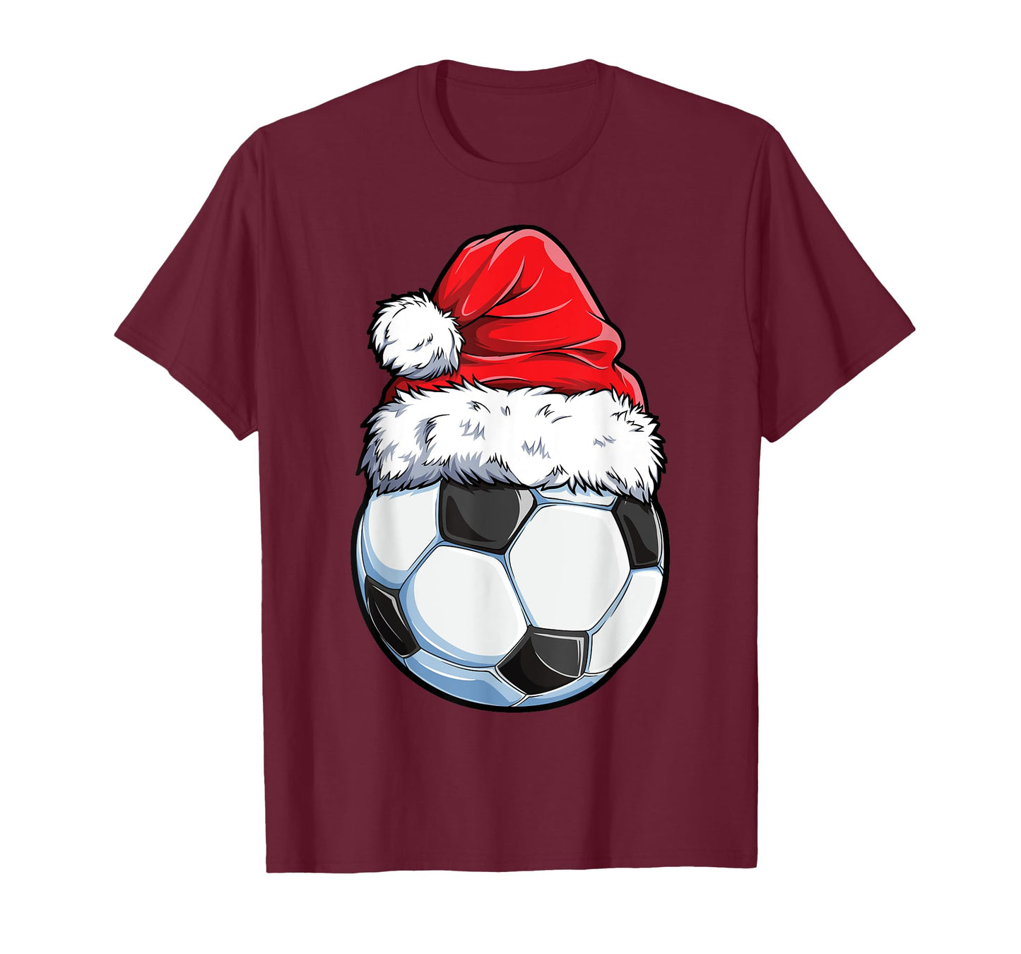 Christmas Soccer Ball Santa Hat Funny Sports Xmas Boys Men T-Shirt