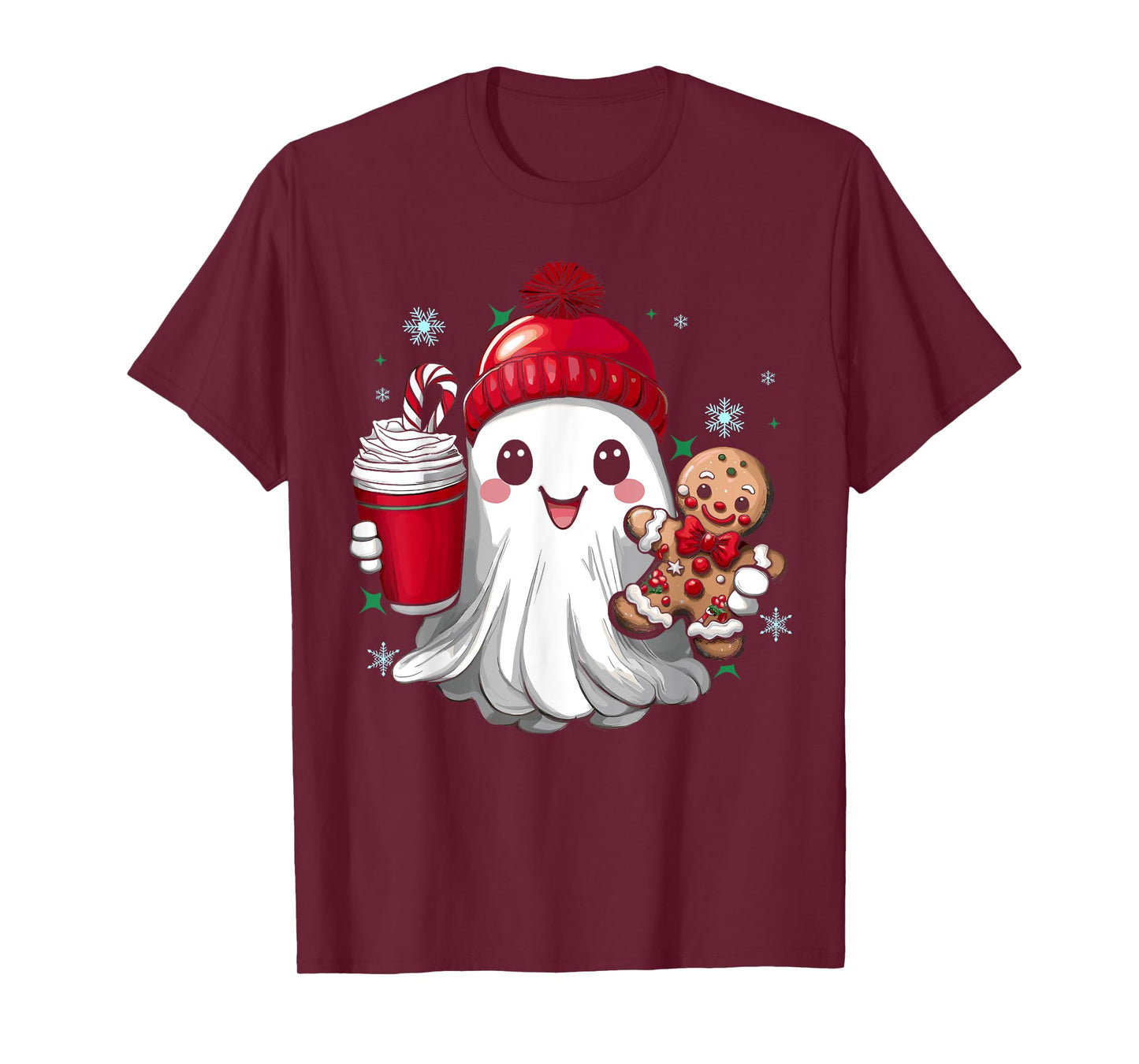 Cute Christmas Ghost Boujee Merry Christmas Gifts Women Kids T-Shirt