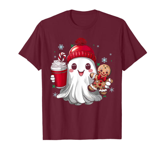 Cute Christmas Ghost Boujee Merry Christmas Gifts Women Kids T-Shirt