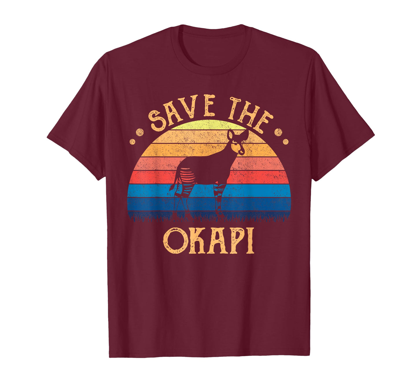 Vintage Retro Sunset Save The Okapi T-Shirt T-Shirt