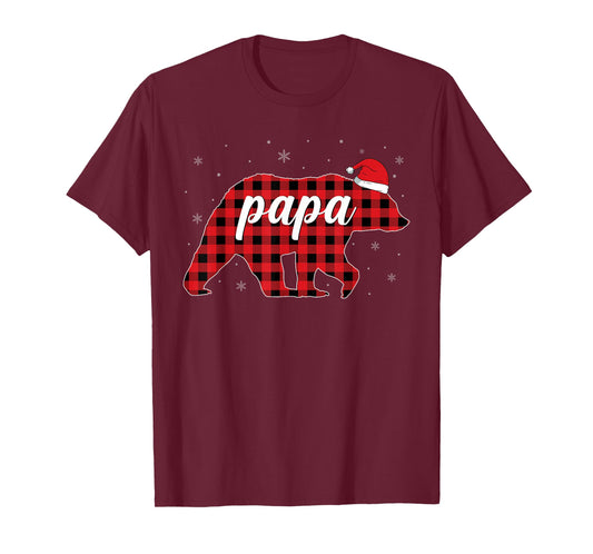 Red Plaid Bear Christmas Pajama Papa Matching Family Daddy T-Shirt