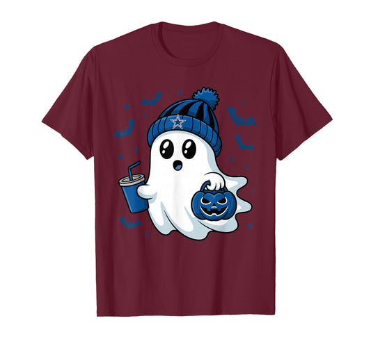 Vintage Dallas Ghost Cute Ghost Halloween Blue Pumpkin T-Shirt