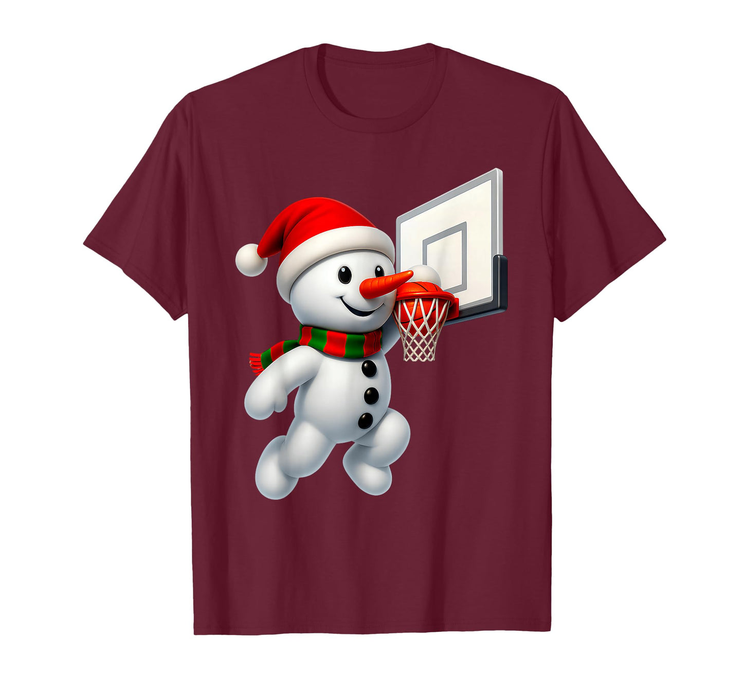 Snowman Playing Basketball Merry Christmas Pajamas Boys Men T-Shirt