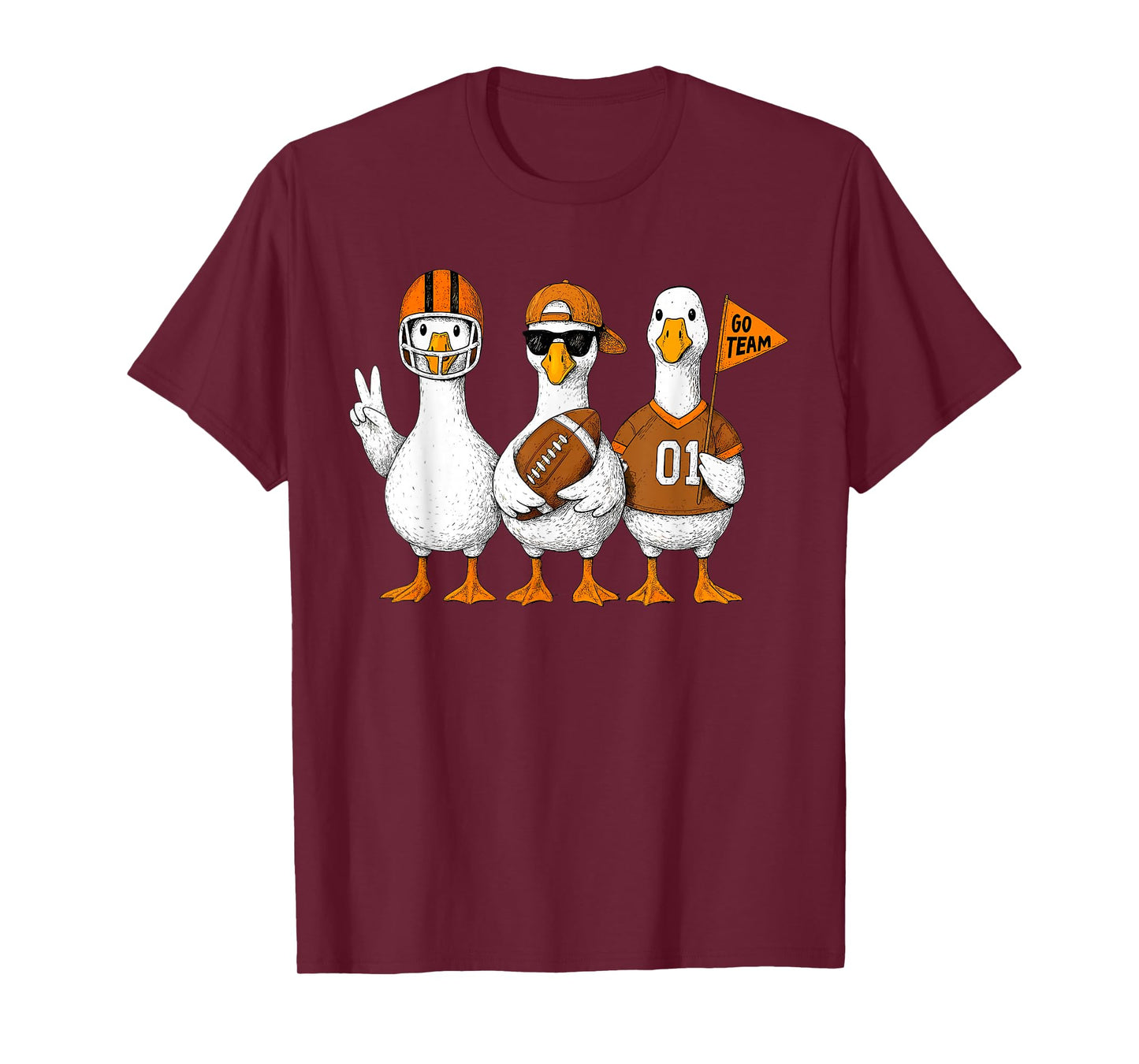 Funny Silly Goose Duck Football Fall Football Game Day Cheer T-Shirt
