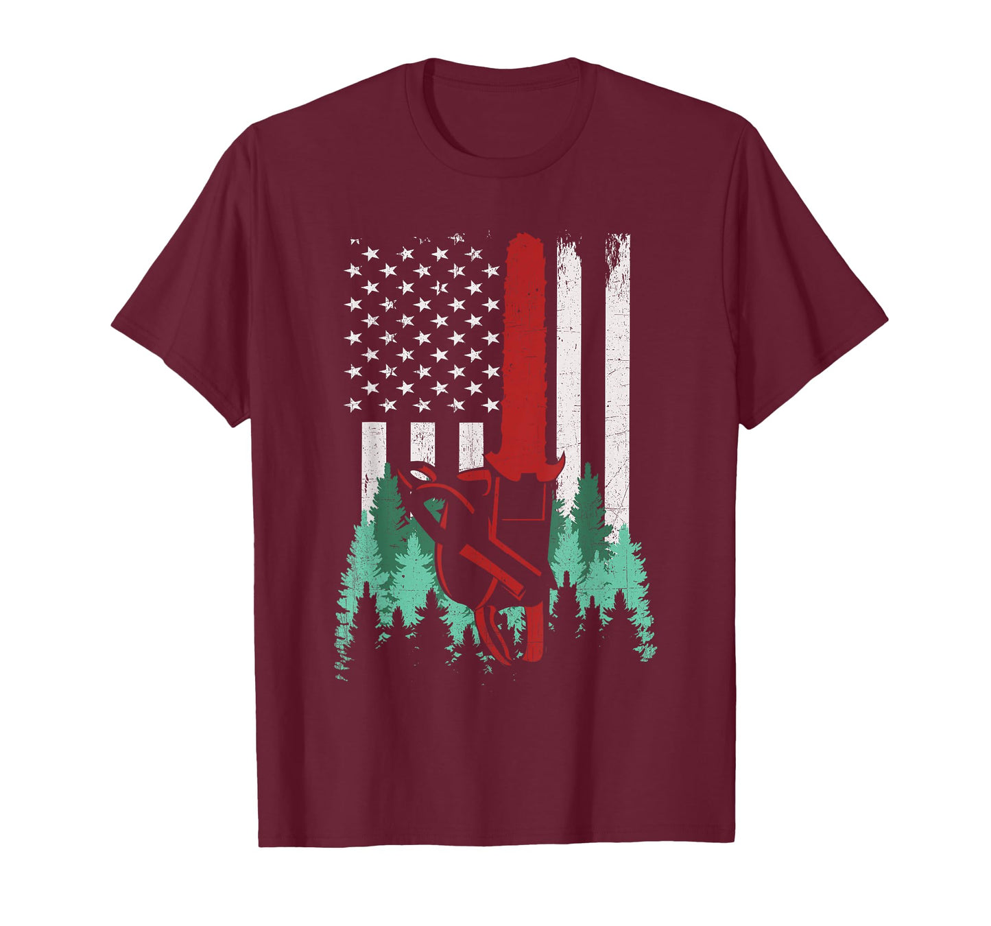 Funny Thin Red Line Logger Arborist Lumberjack American Flag Women Men T-Shirt