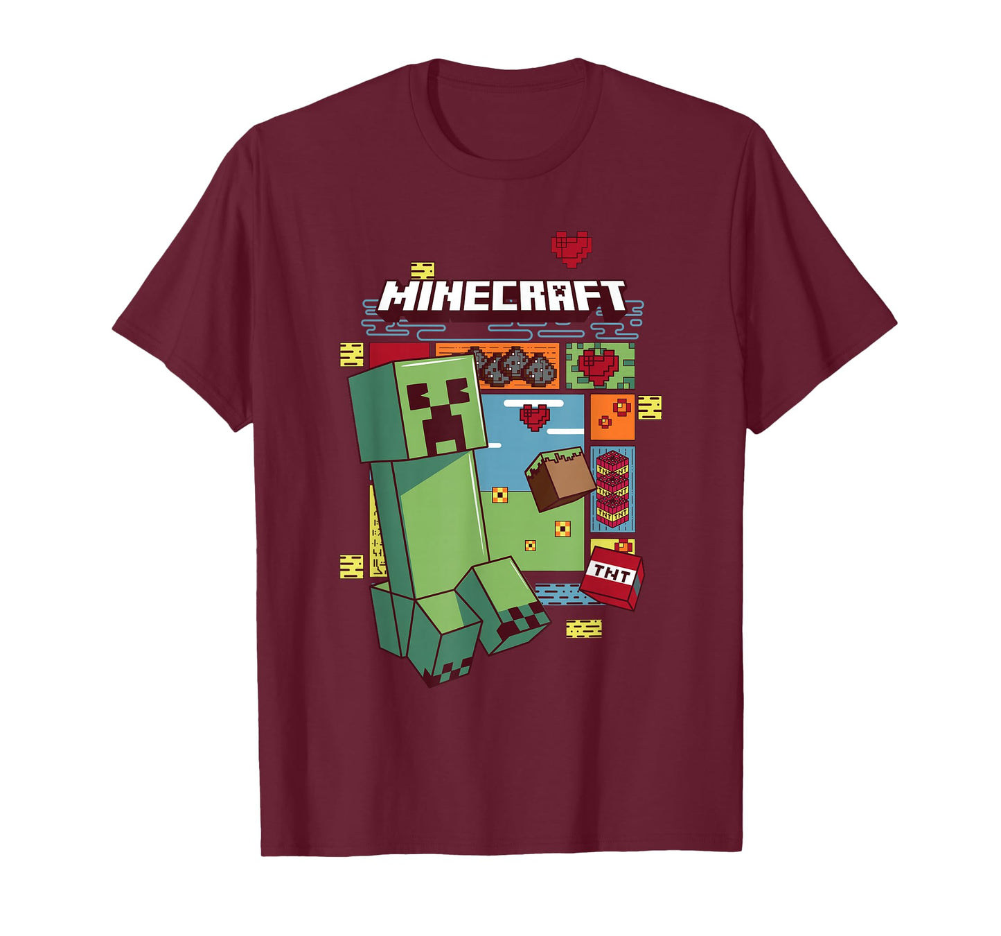 Minecraft Creeper Retro Pixel Grid TNT T-Shirt