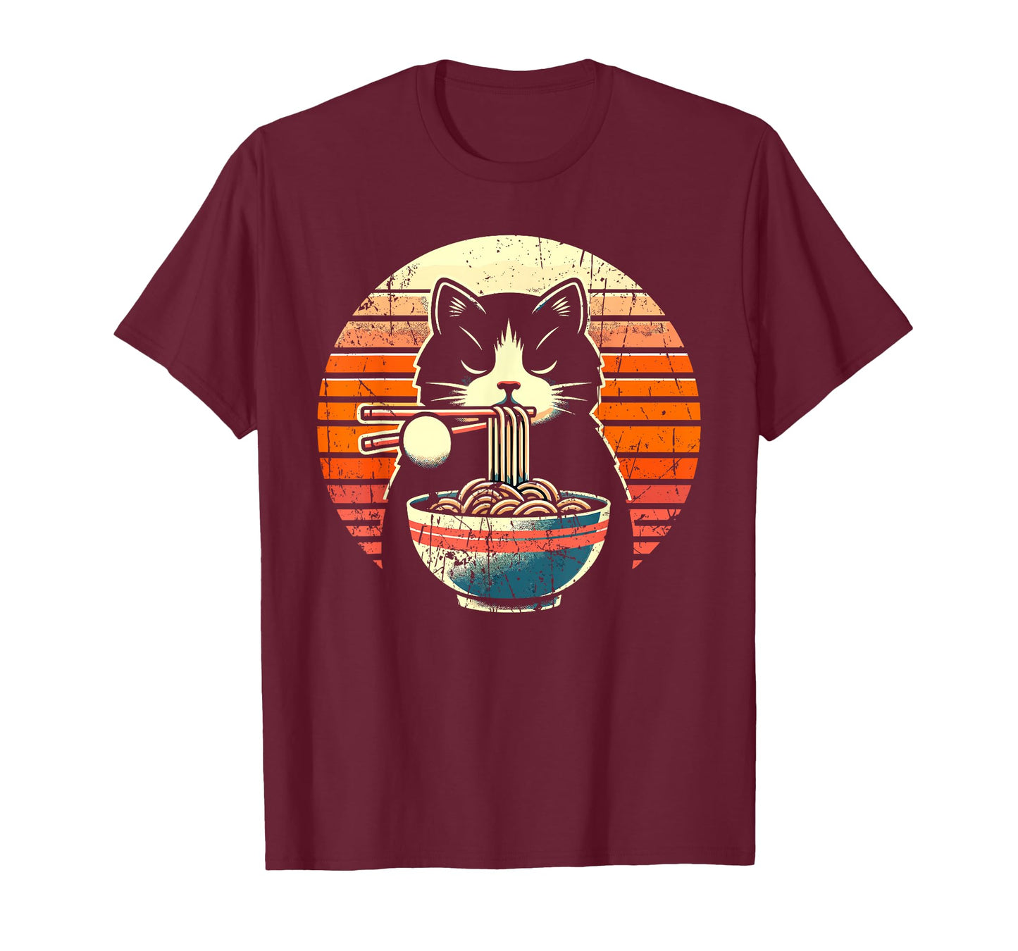 Anime Ramen Cat Retro Japanese Noodles Kawaii Cat T-Shirt