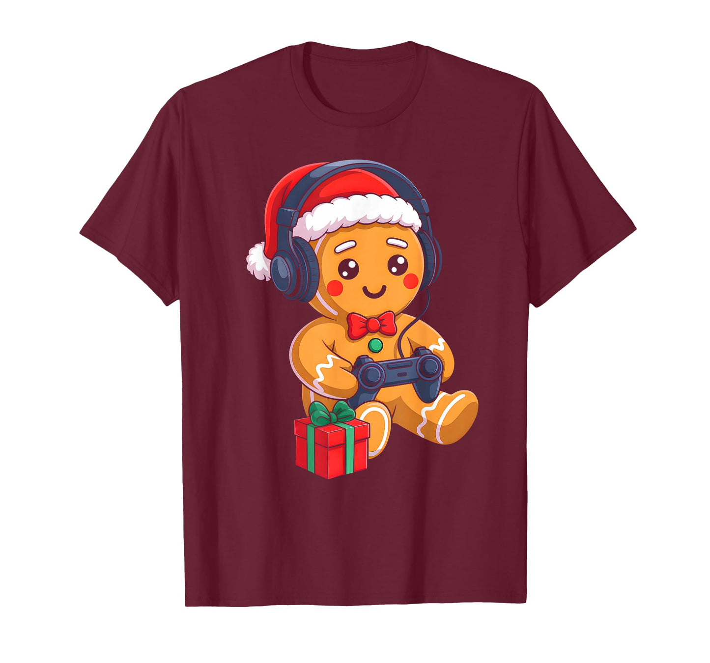 Funny Christmas Gingerbread Man Video Gamer Gaming Boys Men T-Shirt