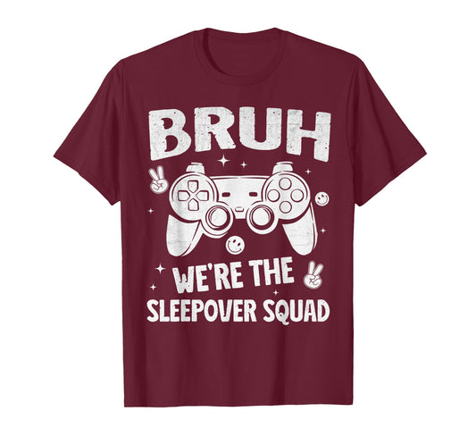 Gamer Sleepover Party For Boys Funny Bruh Slumber Party Game T-Shirt