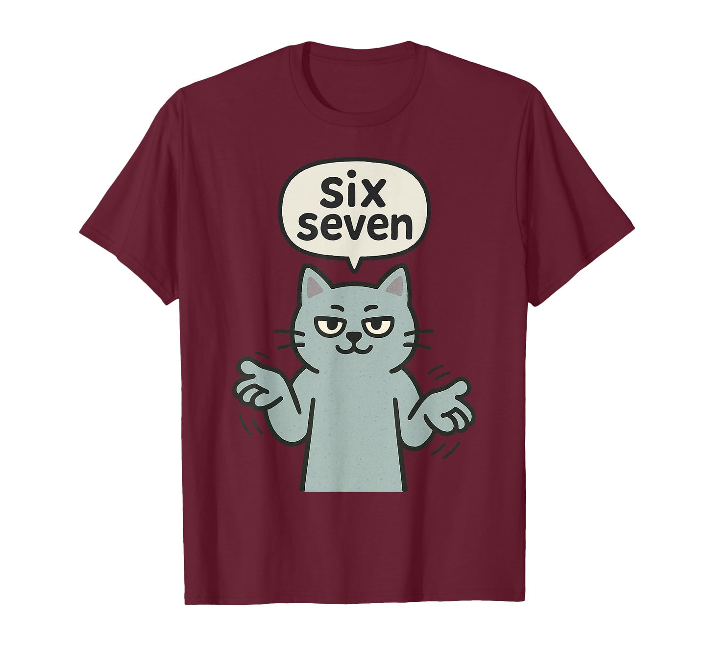 67 Six Seven 6-7 Cat - Funny Kids Gaming Brainrot Meme T-Shirt