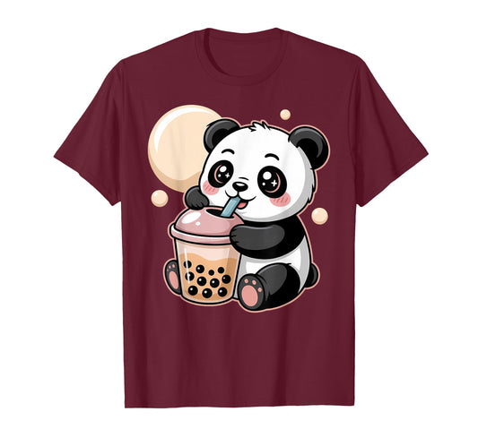 Cute Kawaii Panda Drinking Boba Bubble Tea Aesthetic T-Shirt