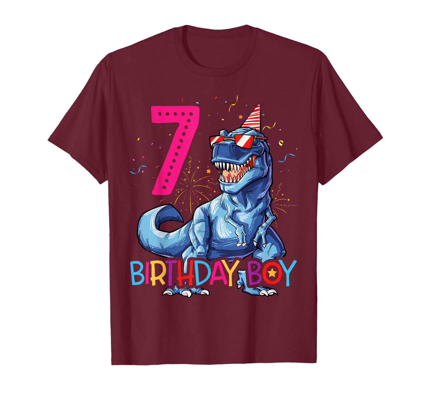 Dinosaur T rex 7 year Old T shirt Kids 7th Birthday T-shirt T-Shirt