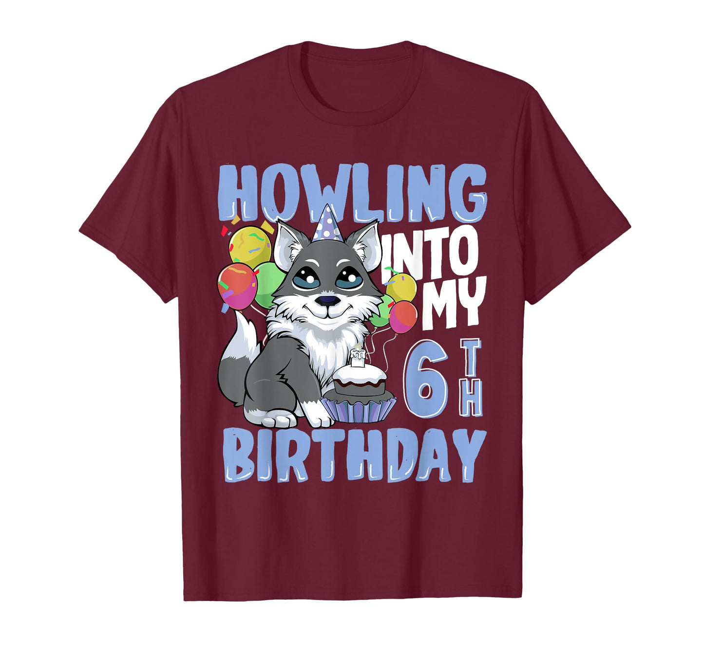 Wolf for 6 Year Old Birthday for 6th Birthday Wolf Kids Boys T-Shirt