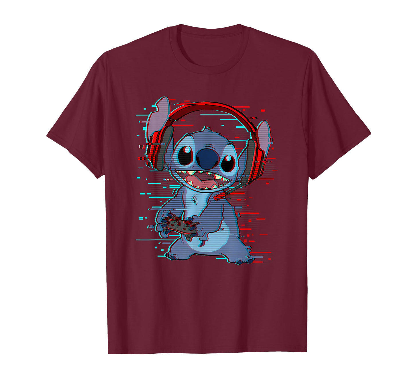 Disney Lilo & Stitch Gamer Glitch Headset and Controller T-Shirt