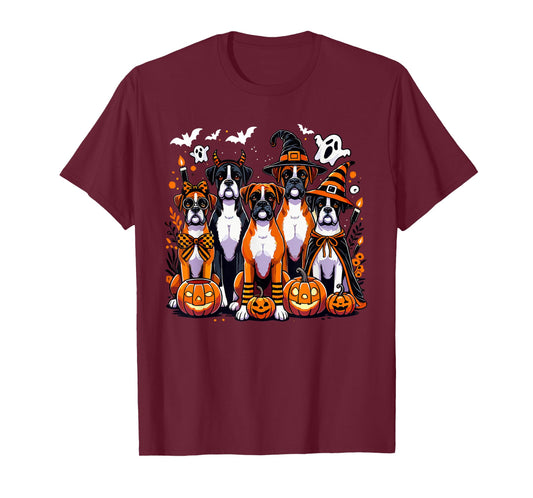 Boxer Halloween Costume, Dog Ghost Witch Hat Men Women Kids T-Shirt