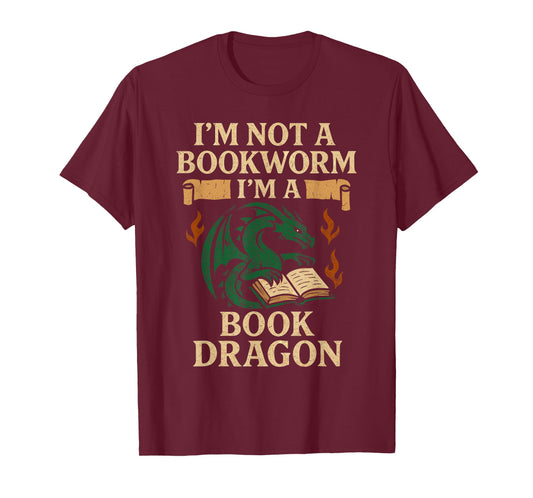 Book Dragon Reading Monster Funny Reading Book Lover T-Shirt