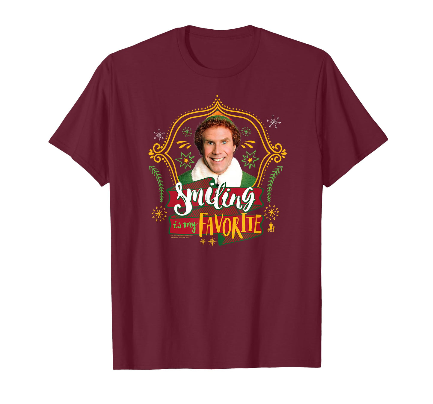 Elf Smiling's My Favorite Doodles and Frame Funny Christmas T-Shirt