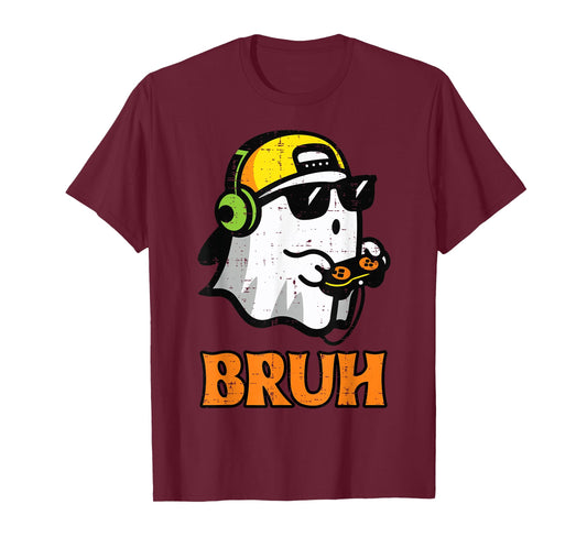 Halloween Ghost Gamer Bruh Gaming Costume Men Boys Kid Youth T-Shirt