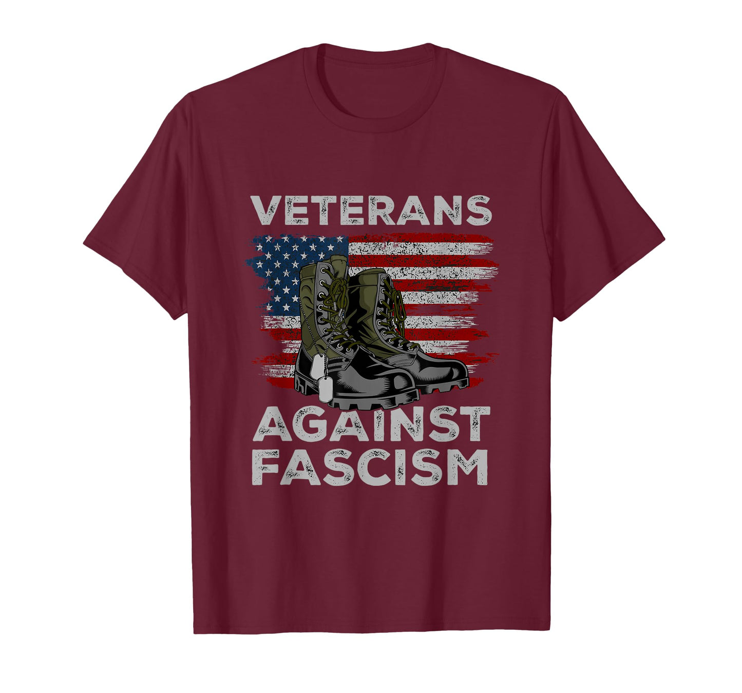 Veterans Against Fascism Vintage US Flag Combat Boots Army T-Shirt