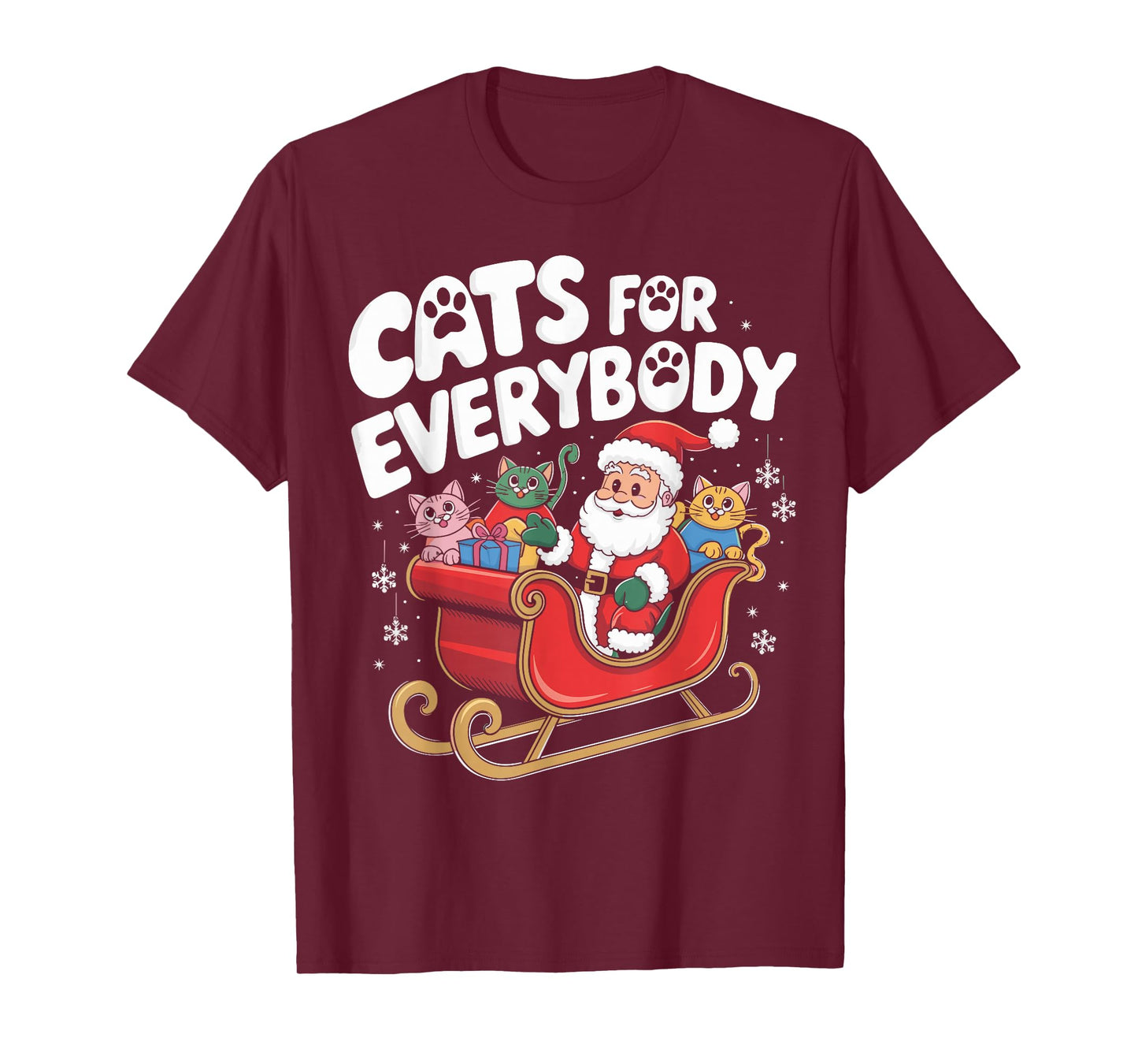 Cats For Everybody Christmas Cat Funny Xmas Women Santa T-Shirt
