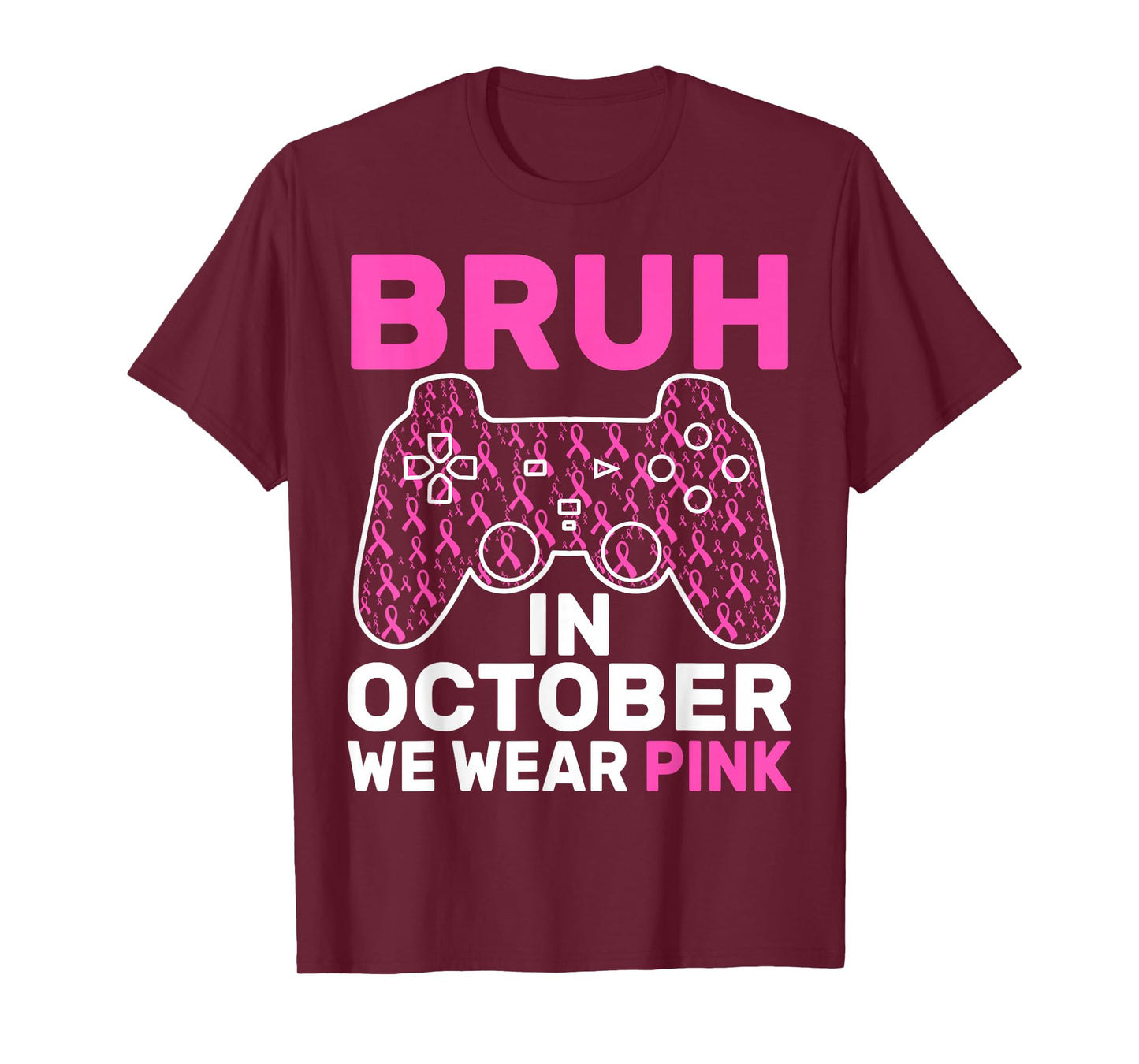 Bruh in October Wear Pink Breast Cancer Awareness Kids Boys T-Shirt