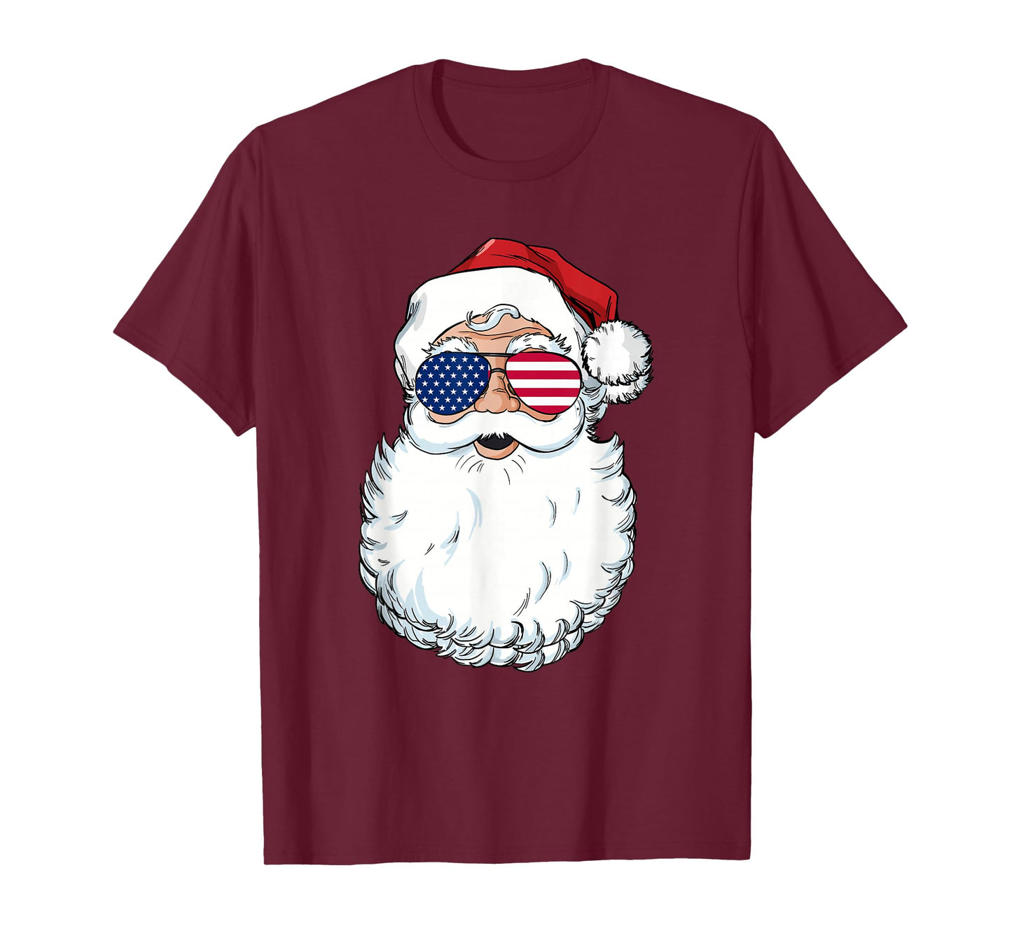 Santa Claus Patriotic USA Sunglasses Christmas in July Santa T-Shirt