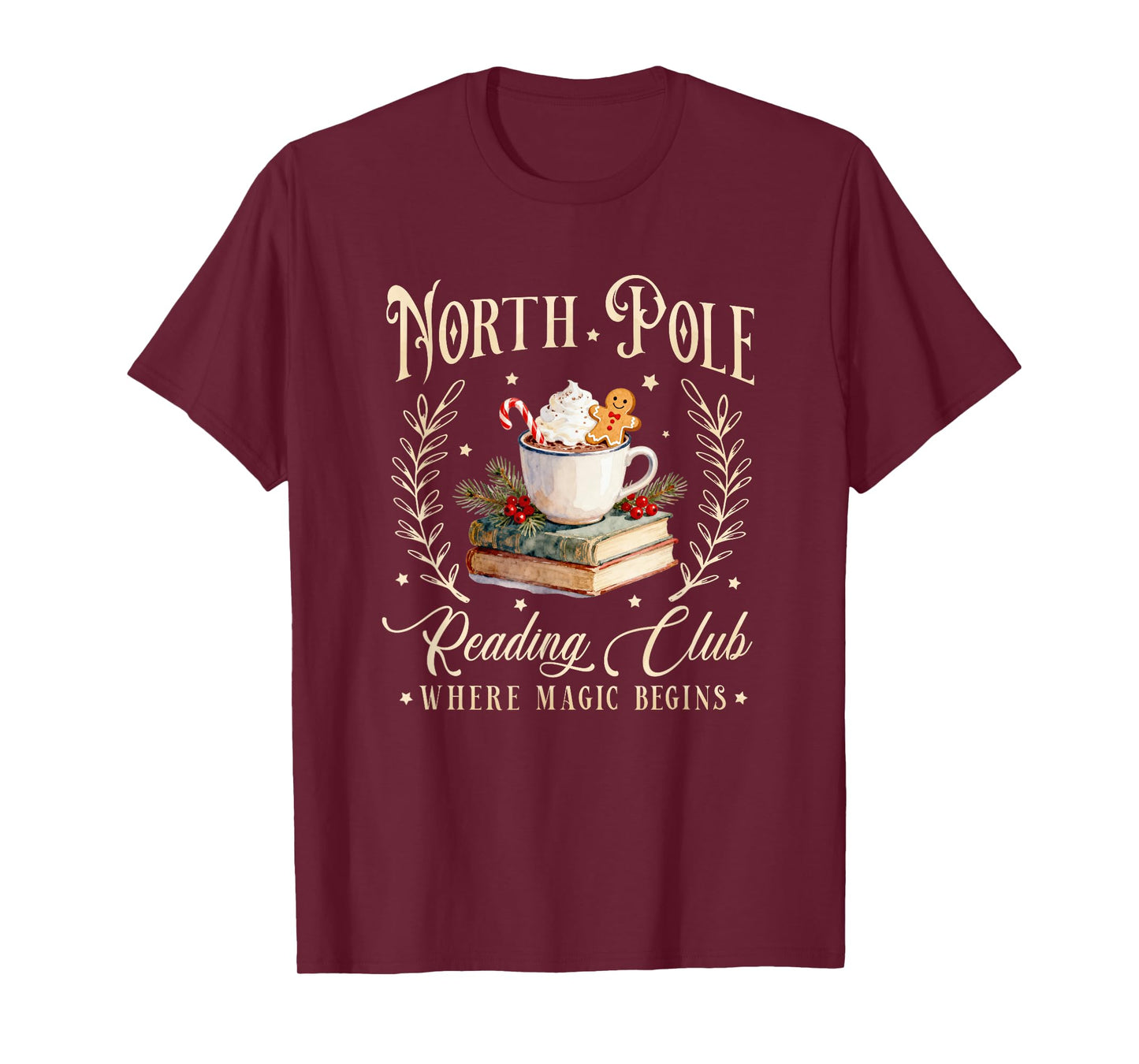 North Pole Reading Club Where Magic Begins Christmas Books T-Shirt