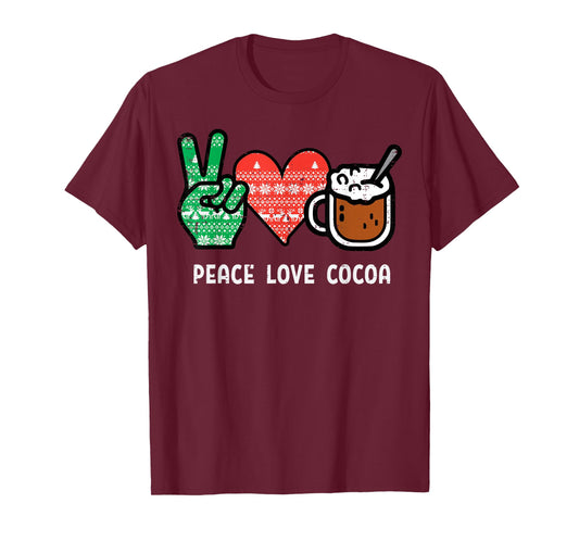 Christmas Peace Love Cocoa Funny Xmas Holiday Men Women Kids T-Shirt
